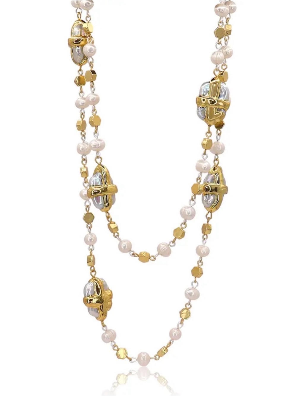 Karine Sultan Briza PEARL LAYERED NECKLACE New